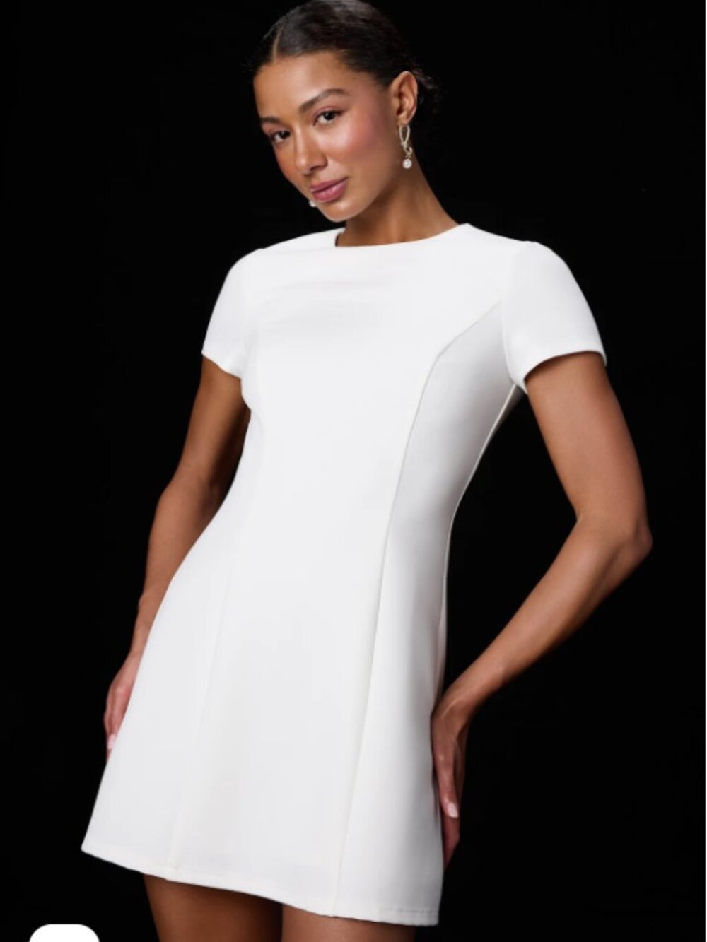 Lulus White Short Sleeve Mini Dress, Size Small